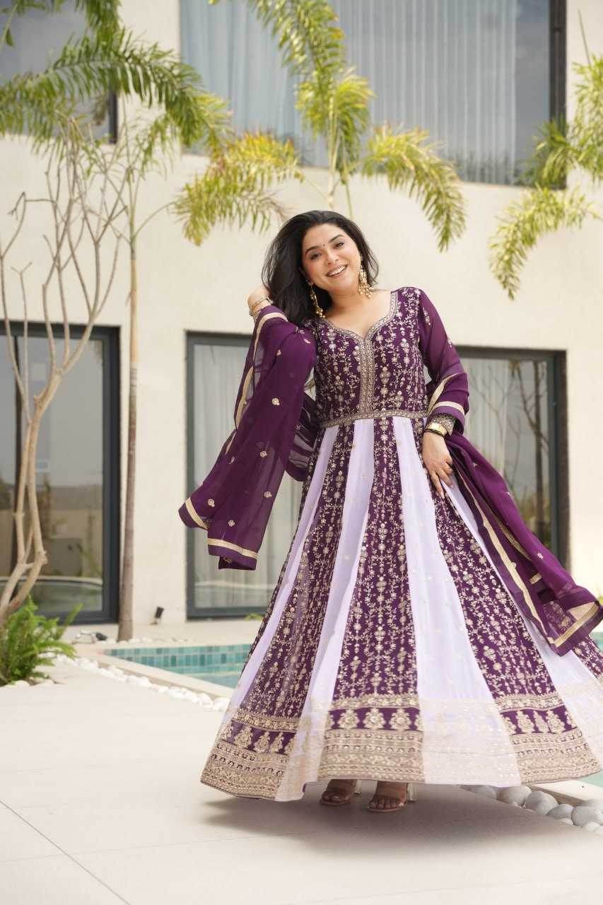 Faux Blooming Gown With Dupatta Sequin Gowns - MYLUXURY LANE ENTERPRISE